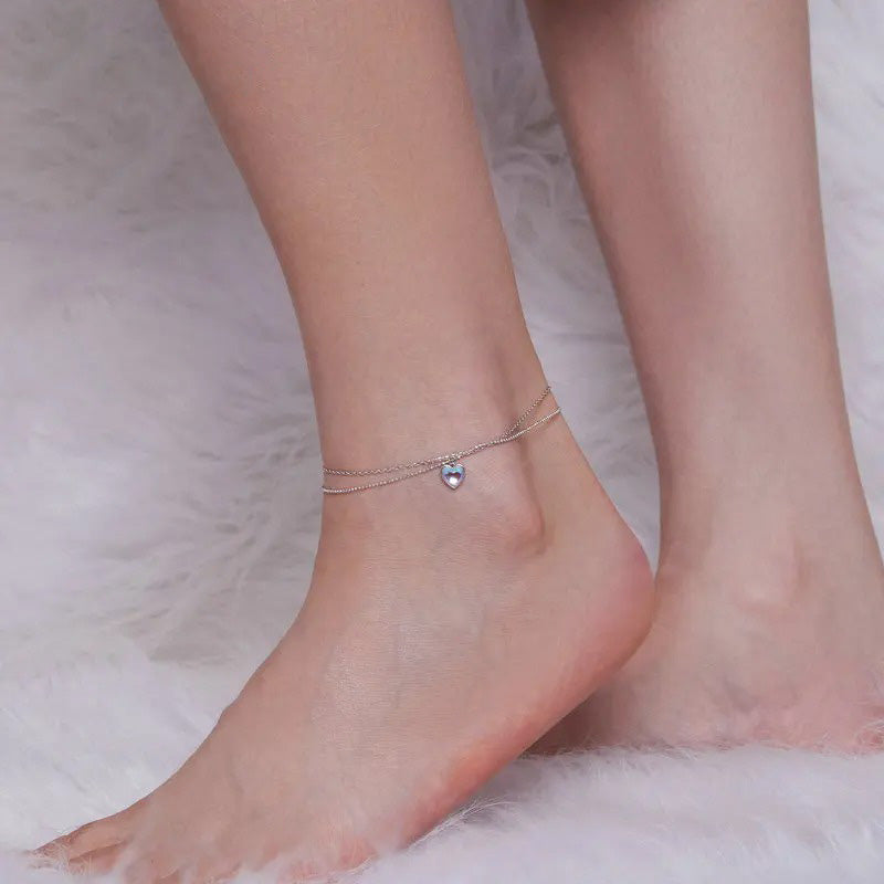 Heart-Shaped Double-Layer Anklet