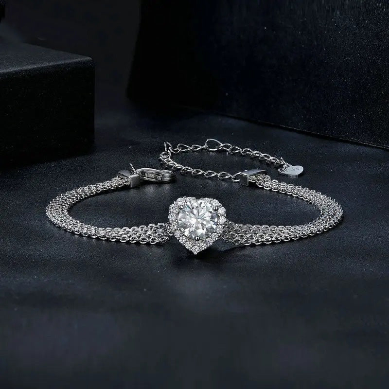 Heart Moissanite Woven Bracelet