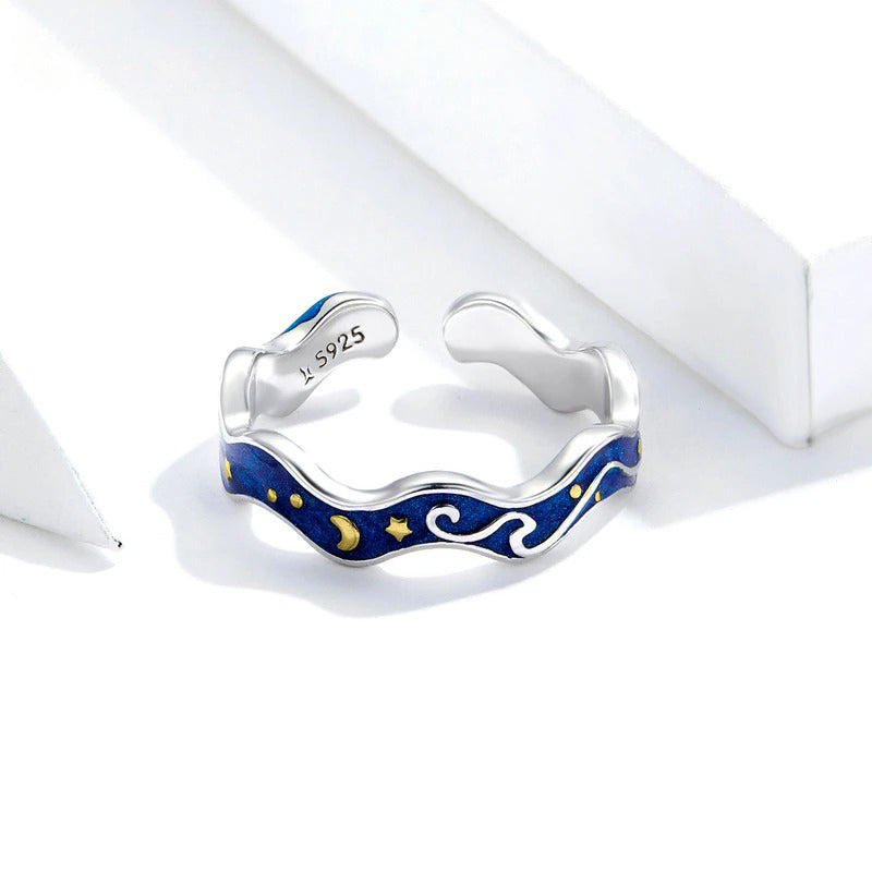 Blue Starry Sky Open Finger Ring